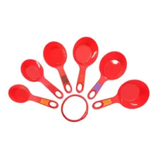 Conjunto Colher Colheres Medidora C/ 6 Pcs Plastico Vermelho Foto mini 2