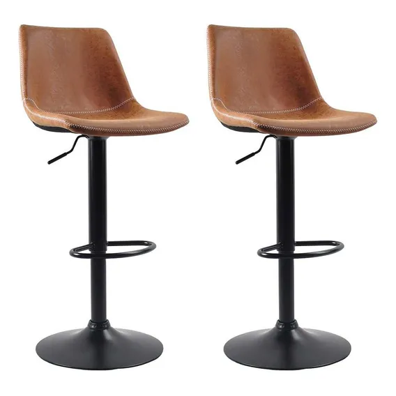 Conjunto Com 2 Banquetas Girat贸rias Harbor Marrom Foto 1
