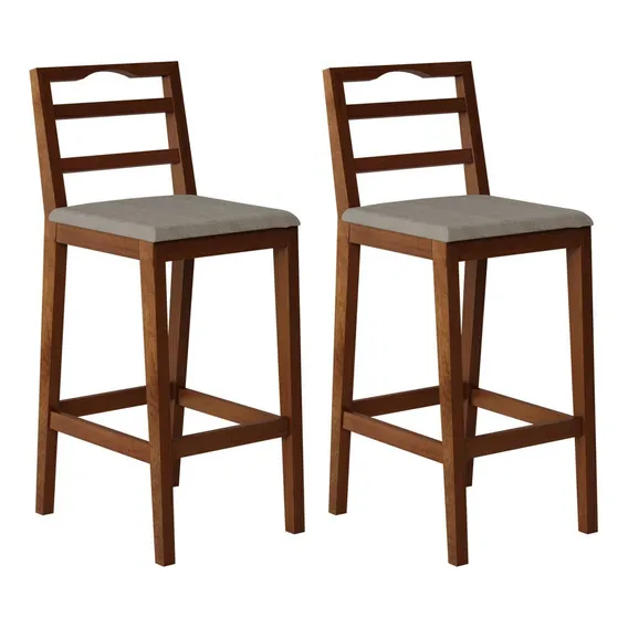 Conjunto Com 2 Banquetas Madeira Maciça Denver Wt Foto 1