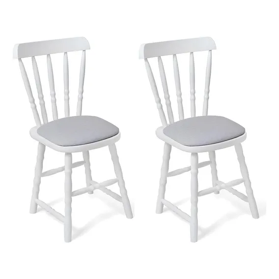 Conjunto Com 2 Cadeiras Dalas Linho Cinza E Branco Foto 1