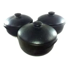 Conjunto Com 3 Panelas De Barro Nº 01 Cor Preto Foto  mini 1