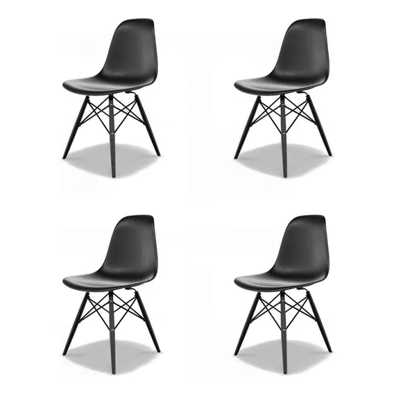 Conjunto Com 4 Cadeiras Eames Dsw Preto Foto 1