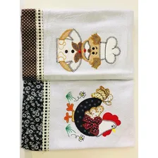 Conjunto Com 5 Panos De Prato Bordados , Com Barra 46x67 Cm. Cor Branco Liso Foto mini 3