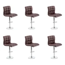 Conjunto Com 6 Banquetas Girat贸rias Fitz Marrom Escuro Foto mini 1
