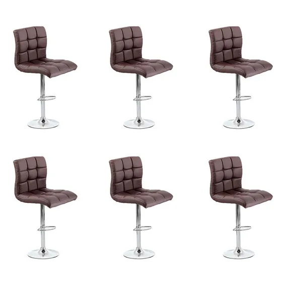 Conjunto Com 6 Banquetas Girat贸rias Fitz Marrom Escuro Foto 1