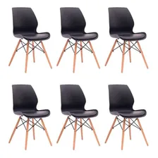 Conjunto Com 6 Cadeiras Eames Eiffel Rubi Preto Foto  mini 1