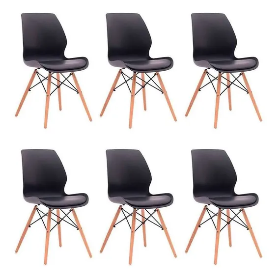 Conjunto Com 6 Cadeiras Eames Eiffel Rubi Preto Foto 1