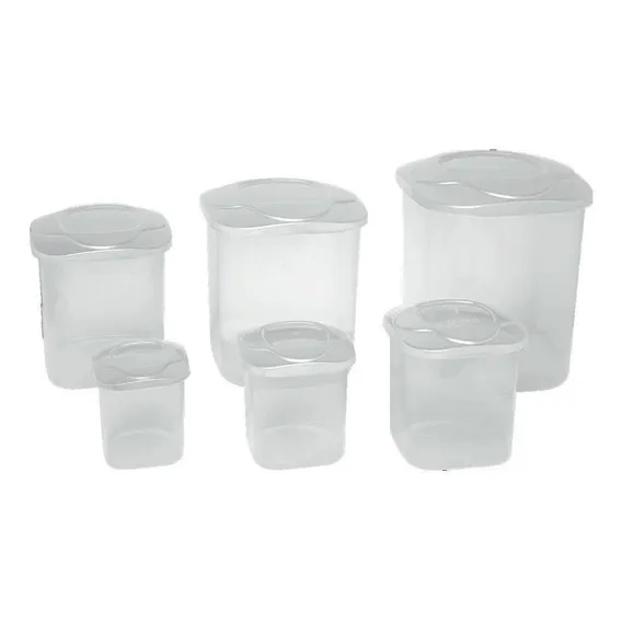 Conjunto Com 6 Potes Mantimento Quadrados Foto 1