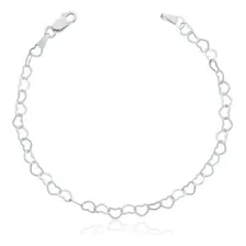 Conjunto Corrente E Pulseira De Elos De Coração Prata 925 Cor Prata Foto mini 2