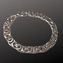 Conjunto Corrente E Pulseira Ponto Peruano Aço Inox 316l Foto mini 4