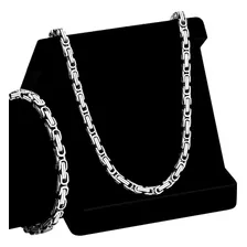 Conjunto Corrente E Pulseira Ponto Peruano Aço Inox 316l Foto mini  3