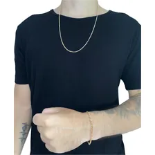 Conjunto Corrente Pulseira Banhada Cordão Banhado Ouro 18k Cor 19cm Foto mini 1