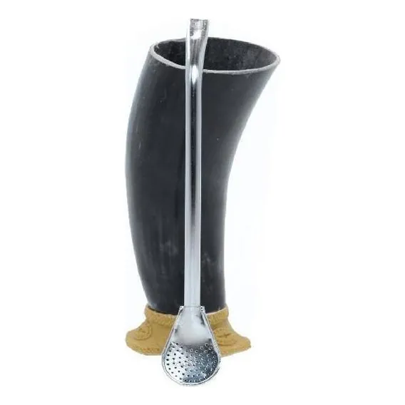 Conjunto Cuia Chifre +bomba Tradicional Para Terere Erva Foto 1