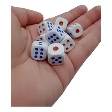 Conjunto Dados Rpg 14mm 6 Unidades Jogos Ponto Vermelho Azul Cor Branco Foto mini  3