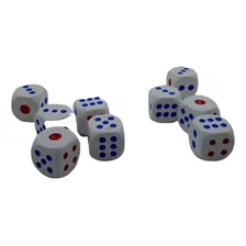 Conjunto Dados Rpg 14mm 6 Unidades Jogos Ponto Vermelho Azul Cor Branco Foto mini  2