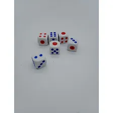 Conjunto Dados Rpg 14mm 6 Unidades Jogos Ponto Vermelho Azul Cor Branco Foto mini 4