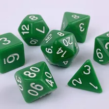 Conjunto Dados Rpg Verde Opacos C/7 D&d + 1 Bolsinha Foto mini 4