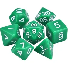Conjunto Dados Rpg Verde Opacos C/7 D&d + 1 Bolsinha Foto  mini 1