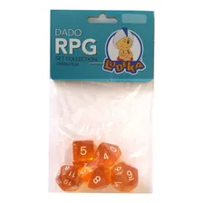 Conjunto De 6 Dados Para Rpg (d4, D6, D8, D10, D12, D20) Cor Laranja Foto mini 1