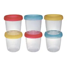Conjunto de 6 Potes Para Armazenamento de Leite Materno e Papinhas 180ml Multicor Clingo Foto mini 1