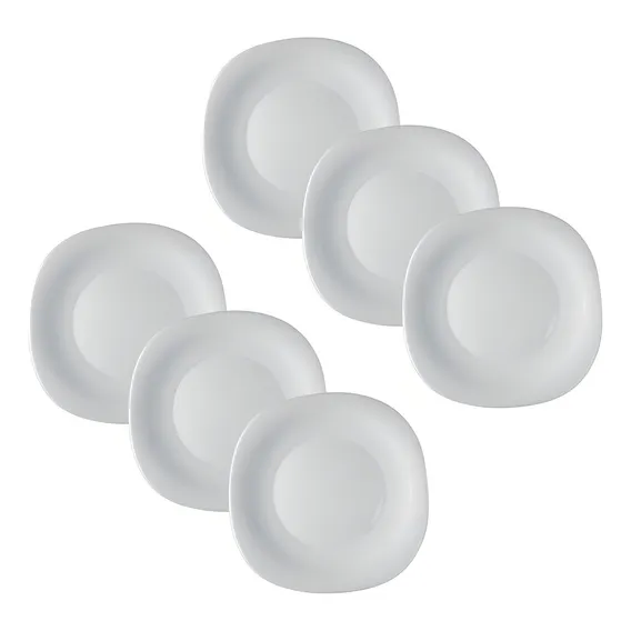 Conjunto De 6 Pratos Rasos Vidro Parma Bormioli Branco 27cm Foto 1