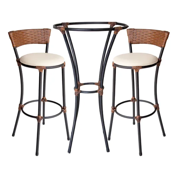 Conjunto De Banquetas Alta E Bistrô (sem Vidro) De Aço Foto 1