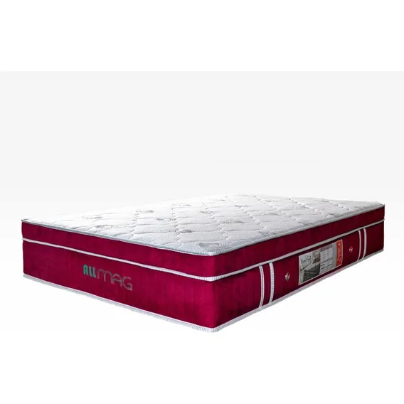 Conjunto de base e colchão massageador casal ALLMAG COLCHÕES MAGNÉTICOS Slim Casal SLIM (25 cm) vermelho vinho - 1.88m de comprimento - 25cm de altura - 1.38m de largura Foto 1