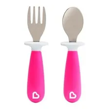 Conjunto De Colher E Garfo Rosa Munchkin Foto  mini 1