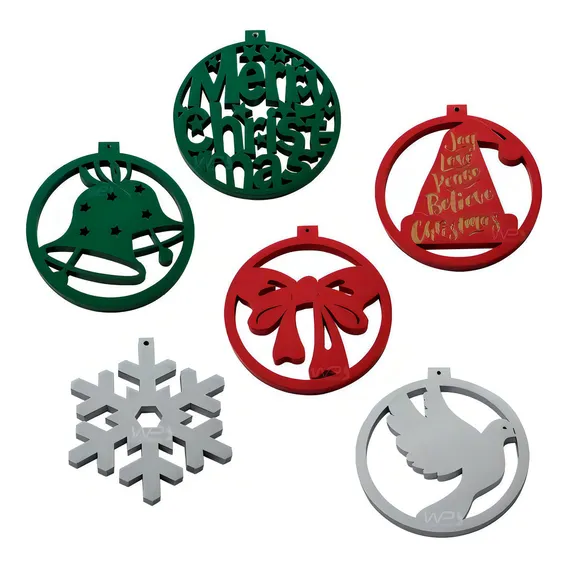 Conjunto De Enfeites Para Árvore De Natal 6 Peças Em Mdf Foto 1