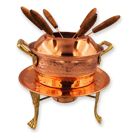 Conjunto De Fondue Cobre 1 L | Com 6 Garfinhos E Queimador Foto 1
