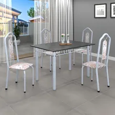 Conjunto De Mesa 120x75cm Tampo Ard贸sia Com 4 Cadeiras Foto mini 1
