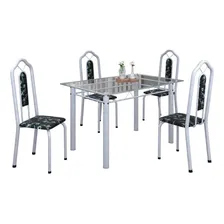 Conjunto De Mesa 120x75cm Tampo Vidro Com 4 Cadeiras Bianca Foto mini 2