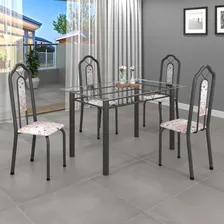 Conjunto De Mesa 120x75cm Tampo Vidro Com 4 Cadeiras Bianca Foto mini 1