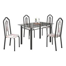 Conjunto De Mesa 120x75cm Tampo Vidro Com 4 Cadeiras Bianca Foto mini 2