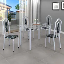 Conjunto De Mesa 120x75cm Tampo Vidro Com 4 Cadeiras Bianca Foto mini 1