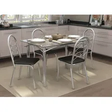 Conjunto De Mesa Com 4 Cadeiras Gillian Cromado Com Preto Foto mini 1