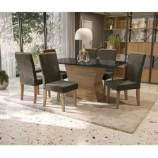 Conjunto De Mesa Com 6 Cadeiras Kappesberg Tilia Cor Nogueira Foto  mini 1