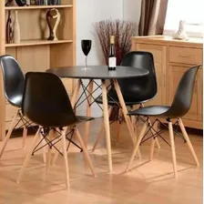 Conjunto De Mesa De Jantar Eames Eiffel Redonda 90 Cm Tampo Foto mini 4