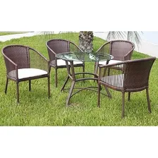 Conjunto De Mesa Fibra Sintética Aluminio Varanda Jardim Estrutura Opcional Foto mini 1