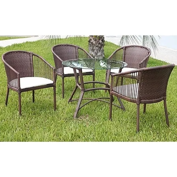 Conjunto De Mesa Fibra Sintética Aluminio Varanda Jardim Estrutura Opcional Foto 1