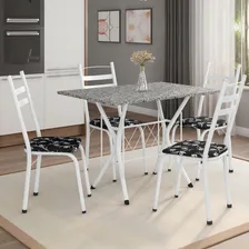 Conjunto De Mesa Itália New 4 Cadeiras 1,00m Branco/granito Cor Da Tampa Granito Foto mini 2