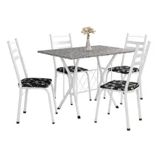 Conjunto De Mesa Itália New 4 Cadeiras 1,00m Branco/granito Cor Da Tampa Granito Foto mini 1