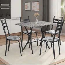 Conjunto De Mesa Itália New 4 Cadeiras 1,20m Dark/granito Tampa Granito Pés Preto Foto mini 2
