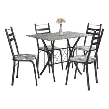 Conjunto De Mesa Itália New 4 Cadeiras 1,20m Dark/granito Tampa Granito Pés Preto Foto mini 1