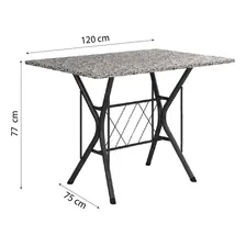 Conjunto De Mesa Itália New 4 Cadeiras 1,20m Dark/granito Tampa Granito Pés Preto Foto mini 3