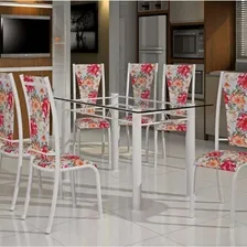 Conjunto De Mesa Retangular Tampo De Vidro 6 Cadeiras Wt Foto  mini 1
