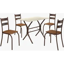 Conjunto De Mesa Teixeira Macaé Tampo Pedra Marrom Off White Foto mini 1