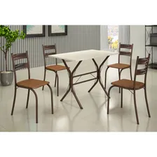 Conjunto De Mesa Teixeira Macaé Tampo Pedra Marrom Off White Foto mini 2