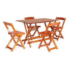Conjunto De Mesas De Bar 120 X 70 Com 4 Cadeiras Dobráveis Cor Mel Foto  mini 1