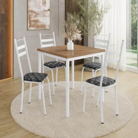 Conjunto De Mesas E Cadeiras 90x90 Com 4 Cadeiras Fbwt Foto 1